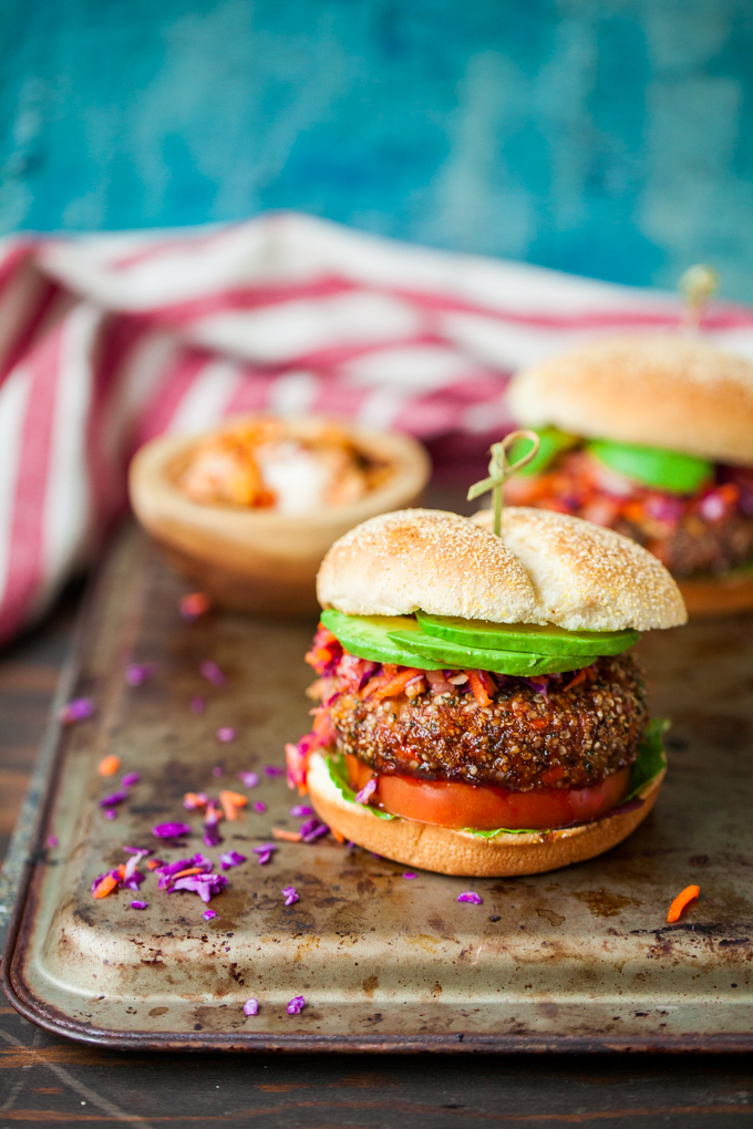 veggie made portobello with mushrooms burgers Korean and  Carrots  (Vegan Burgers Veggie  BBQ Flowers GF)